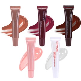 Welhammsae 5 Colours Lipstick Set, Glitter Liquid Long-Lasting Waterproof Lipstick Set, Jelly Liquid Lipstick for Women Lips Make Up Set