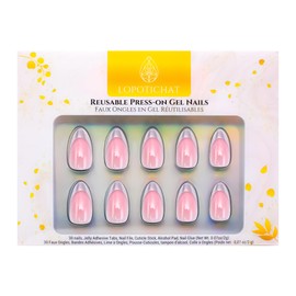 Silver Serenity - Lopotichat Press on Nails | Silver French Tip Press on nails Soft Gel X Nail Kit | Short Almond, 30 Nails 15 Sizes | Fake Nails With Glue | Reusable False Nails