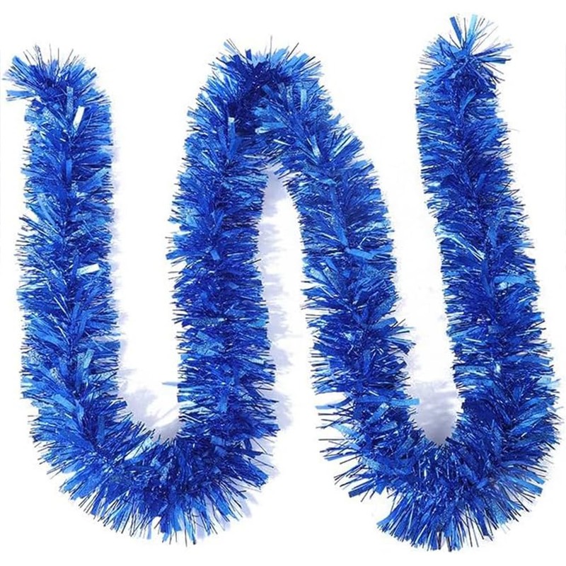 Royal Blue Christmas Chunky Tinsel Garland for Christmas Tree Decorations,