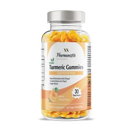 Pharmanostix Turmeric Curcumin with Ginger Vegan Gummies - Natural Orange Flavour - Delicious Daily High Strength Gummy for Adults - 13500MG Turmeric Gummies Per Daily Serving (60 Gummies)