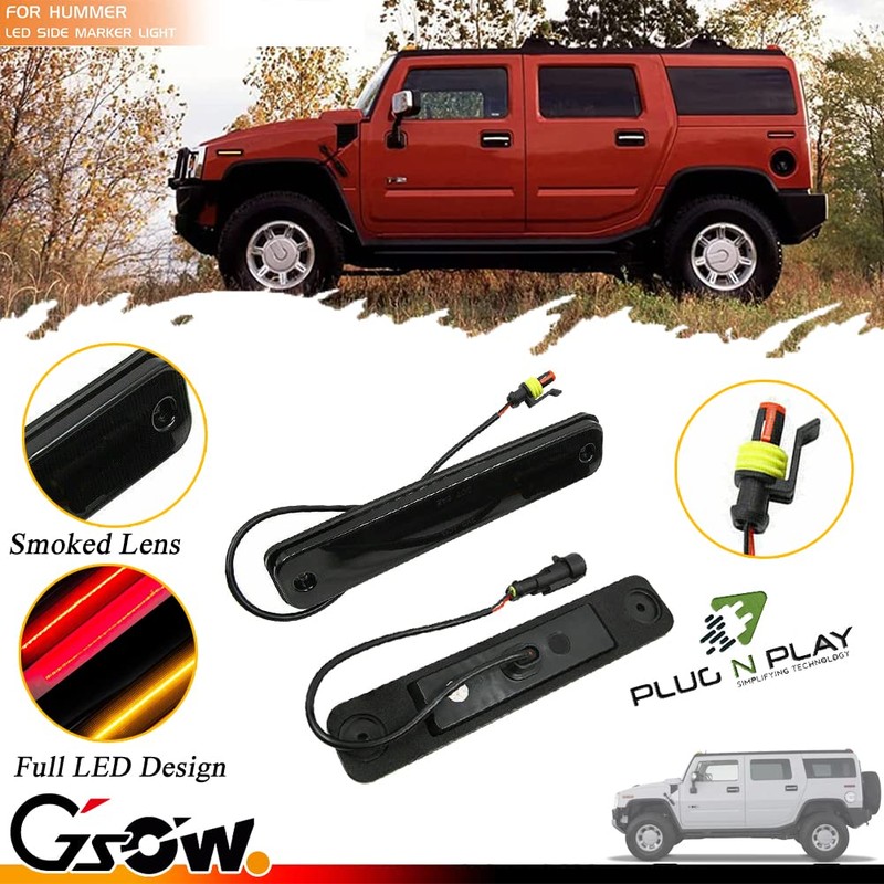 GSOWO 4 PCS Amber LED Side Marker Light for Hummer