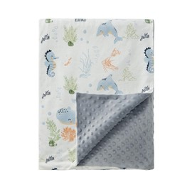 usbettas Baby Infant Reversible Blankets with Cute Whale Prints, Breathable Soft Receiving Blanket Newborn Receiving Blankets for Crib Stroller