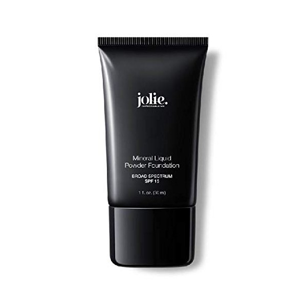 Jolie Liquid Powder Mineral Foundation, Super Silky Hydrating Oil-Free Makeup, SPF 15 Mineral Sunscreen & Primer - Vitamins A, C & E Antioxidants, W/ Anti-Aging Sodium Hyaluronate, For All Skin Types