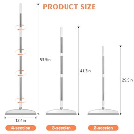 Multifunction Magic Broom, 54 Inch Adjustable Long Handle Silicone Floor Squeegee, Sweep and Scrape 2 in 1 Household Cleaning Broom for Floor, Bathrooms, Kitchens, Showers, Pet Hair, Glass,White