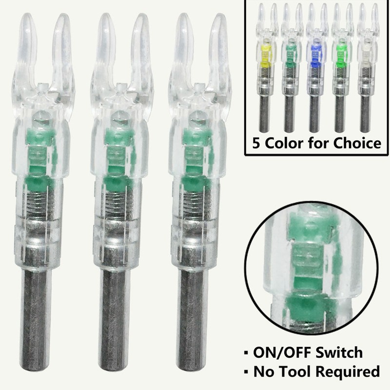 3PCS Archery Lighted Nocks Plastic Automatic with Switch 6.2mm Inner