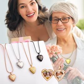 Fanery Sue Locket Necklace for Women, Heart Lockets Picture Pendant Necklaces Jewelry Memory Gifts for Women (Floral)