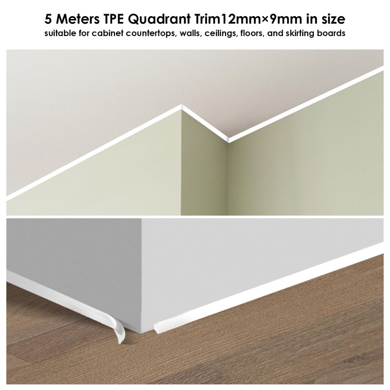 5M TPE Quadrant Trim White 12x9mm Plastic Trim Edging Strip