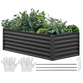 YITAHOME 6x3x2ft Raised Garden Bed Kit, Outdoor Large Metal Patio Planter Box for Plants Vegetables Flowers, Green