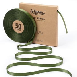 Keypan Green Satin Ribbon 3/8 Inch x 50 Yards Double-Faced for Gift Wrapping Crafts Flower Bouquet Invitations Hair Holiday Decorating