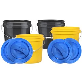 House Naturals 2 Gallon Food Grade Bucket with Screw on lids Made in USA (Pack of 4)