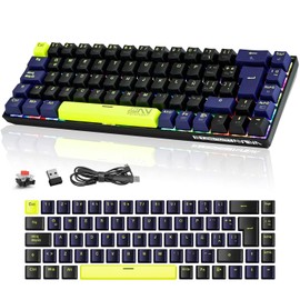 TERPORT Z11 Teclado Mecánico Inalámbrico 65% Español Keycaps DIY Gaming | teclado español 69 Teclas con ñ, switches rojos hot‑swap, inalámbrico 3 modos bluetooth/2.4G/USB-C, keycaps DIY,RGB gaming