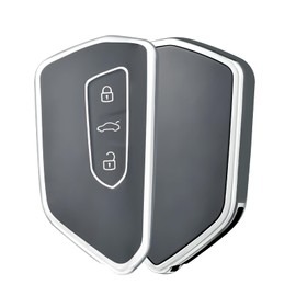 OFF WE GO Autoschlüssel Hülle für VW Golf 8 Schlüsselhülle Cover für Seat Leon MK4 Tarraco Ateca Skoda Octavia 2020 Cupra 3 Tasten TPU Auto Schlüssel Hülle Damen Männer Schlüsselgehäuse, Grau Silber