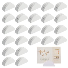 Gyinere 24 Pcs Wood Color Table Number Holders,Place Card Holders,Semicircular Design Place Card Holders For Wedding Banquet Reception Anniversary Birthday Party