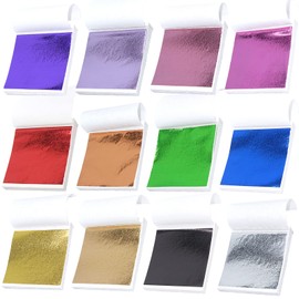 ‎posionks 240 Sheets Colored Gold Foil Sheets 12 Colors Metallic Gold Foil Leaf Paper Foil Paper for Paintings Arts Crafts Nail Furniture Decor 9.5 x 8.5cm