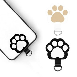 猫 肉球 ストラップホルダー 可愛い ねこ スマホストラップホルダー 薄型 充電干渉なし スマホアクセサリー 2枚セット 猫ストラップ (ブラック+ホワイト)
