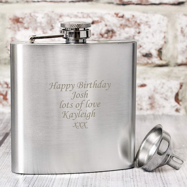 Laser Engraved Personalised Hip flask - Perfect for a Best Man or Usher Thank Your gift with Free Engraving