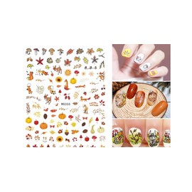 Fall Leaf Turkey Nail Sticker Thanksgiving Pumpkin Autumn Maple Squirrel Fruit Wg350 Nail Wraps Stickers Manicure Supplies for Women Nails Full Long Lasting Easy Apply and Remove