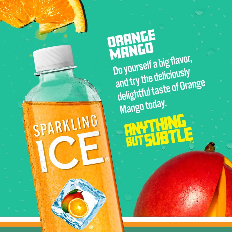 Sparkling Ice, Orange Mango Sparkling Water, Zero Sugar Flavored Water,