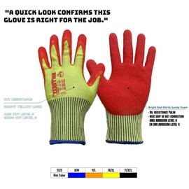 QEARSAFETY 2 Pair Cut Resistance Work Safety Gloves, Nitrile Rubber Palm Coated,Protection Against Cuts and Enhanced Grip, Red Palm and High Visibility Yellow Back (XL)