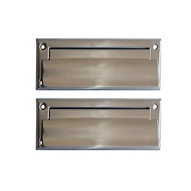 QCAA Solid Brass Mail Slot, with Solid Brass Interior Frame and Solid Brass Back Plate, 8-7/8''X2-7/8", Satin Nickel, 1 Pack, Made in Taiwan