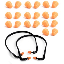 2 Banded Ear Plugs with 10 Pairs of Replacement Pods - Reusable Shooters Ear Protection for Mowing Shooting Construction Hunting - Washable Gun Range Hearing Protection Ear Plugs for Noise Reduction
