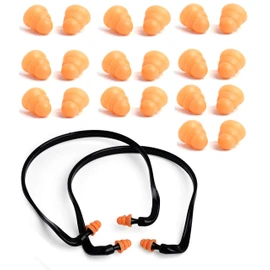 2 Banded Ear Plugs with 10 Pairs of Replacement Pods - Reusable Shooters Ear Protection for Mowing Shooting Construction Hunting - Washable Gun Range Hearing Protection Ear Plugs for Noise Reduction