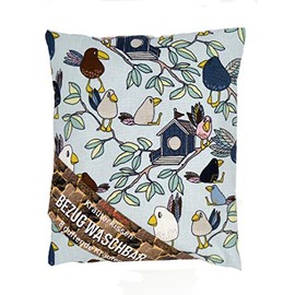 Herb Cushion with 8 Different Medicinal Herbs such as Hops, Melissa, Fennel, Mint, Rose Petals, Lavender, Hyssop, Quendel, Washable Cover, Motif 342 (Birds) Approx. 20 x 24 cm