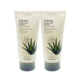 The Face Shop Herb Day Master Blending Facial Cleansing Foam Aloe 170ml + 170ml / 더페이스샵 허브데이 마스터 블렌딩 페이셜 클렌징폼 알로에 170ml + 170ml