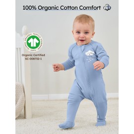 Yoofoss Baby Pajamas 100% Organic Cotton Baby Sleepers for 6-9 Month Boys Girls Clothes, 10-Pack Soft infant Toddler Footed PJs with Mitten Cuffs, Zipper Footies Pajamas