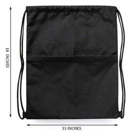 Vorspack Drawstring Backpack Water Resistant String Bag Sports Sackpack Gym Sack with Side Pocket for Men Women - Black