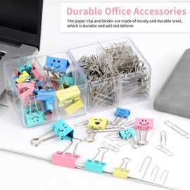 600Pcs Binder Clips Paper Clips, Vomulato Colorful Cute Clips Set with Paperclips Paper Clamps, Assorted Sizes in One Pack, for Office School and Personal Use