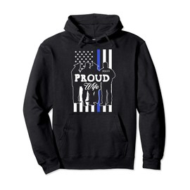 Blue Line Heart design Wife of Police Proud USA Pullover Hoodie