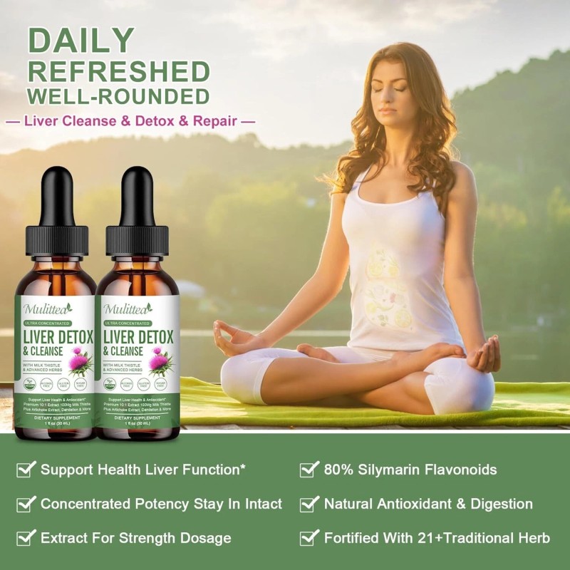 Mulittea 2x Liver Cleanse & Detox Support Supplement Liquid Drop