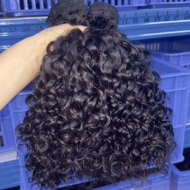 Wholesale Higher Grade Raw Hair Vietnamese Burmese Curly Hair Cambodian Natural Wave Hair One Donor Hair Weave Bundles Extensioncolor: indonesia curly, Stretched Length: 16 Inches
