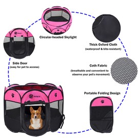 Mile High Life | Foldable Dog Playpen | Portable Dog Crate w Removable Shade Cover | Dog Kennel Indoor/Outdoor w Carry Case | Pen Tent for Dog/Cat/Rabbit(Hot Pink, Medium (36"x36"x23"))
