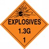 Accuform MPL122VP1 Plastic Hazard Class 1/Division 3G DOT Placard, "Explosives
