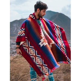 Wool Poncho Men – Handmade Alpaca PONCHO – Mexican Poncho Style - Cowboy Ponchos for Men – Alpaca Ponchos