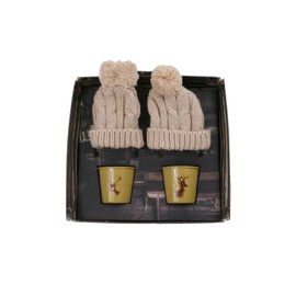 Eddingtons Set of 2 Cosy Up Stag Illustration Egg Cups and Cosies