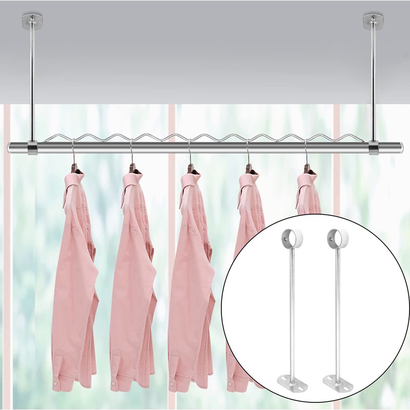 Jiozermi 4 Pcs 1-1/4 Inch Curtain Rod Bracket, Ceiling Mount