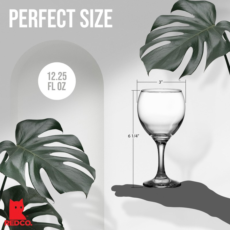 Red Co. Multipurpose Classic Stemmed Clear Wine Glasses, 12.25 fl
