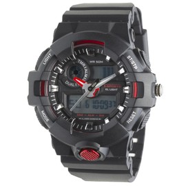 Clefer TS-AD252-RD Men's Wristwatch, Waterproof, Urethane Strap, Black, red