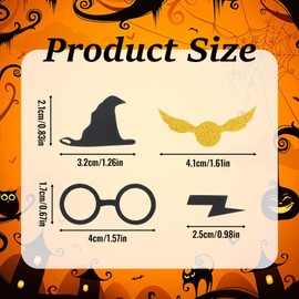 Grevosea 200 Pcs Wizard Table Confetti, Glitter Birthday Confetti Paper Gold & Black Witch Hat Wings Glasses Pattern Scatter Party Decoration for Baby Shower Birthday Themed Party Supplies