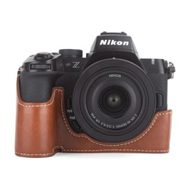 MUZIRI KINOKOO Case for Nikon Z50 II Camera, PU Leather Z50 II Half Protective Case with Opening Bottom and Hand Grip Design - Retro Style Brown