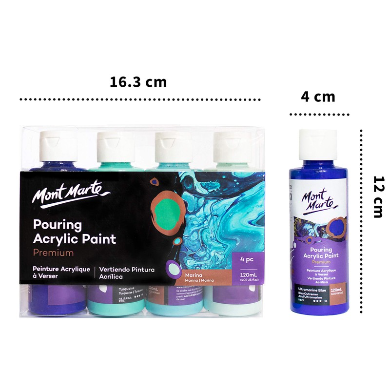 Mont Marte 4-Piece Acrylic Paint Pouring Set (4 x 120