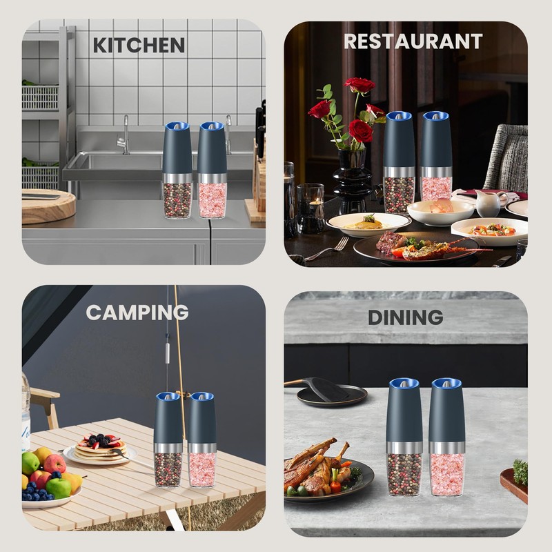 BELRIGO Battery Operated Salt And Pepper Grinder Set 2 Pack