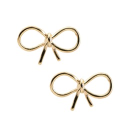 Spinningdaisy Handmade High Gloss Tiny Bow Earrings Gold