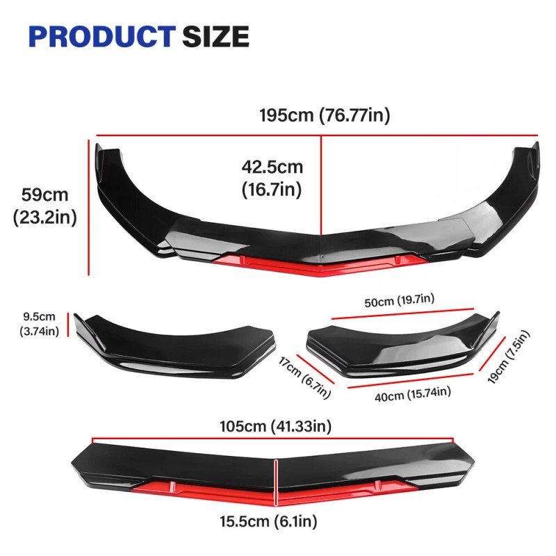 CNPAPC For Toyota Corolla Front Bumper Lip Spoiler Splitter 78.7"