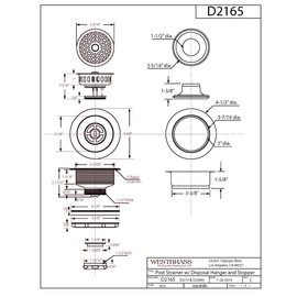 Westbrass D2165-50 Post Style Large Kitchen Basket Strainer with Waste Disposal Flange and Stopper, Powder Coat White