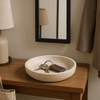 Natural Travertine Round Decorative Tray - 8-inch Beige Stone Vanity
