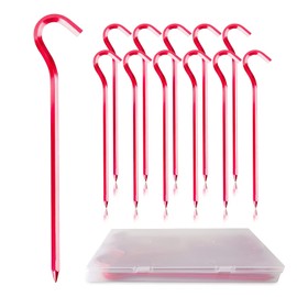 12 Pcs 7075 Aluminum Tent Pegs,Heavy Duty Pegs Stakes Nail Lightweight Tent Stakes for Gardening Camping Hiking for Hard Ground, 7’’ Hexagon Rod Stakes Nail Spike Garden Stakes Camping Pegs （red）
